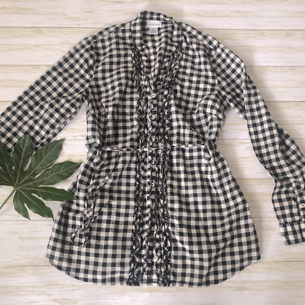 Motherhood maternity size small 0 2 check shirt. Black and white.